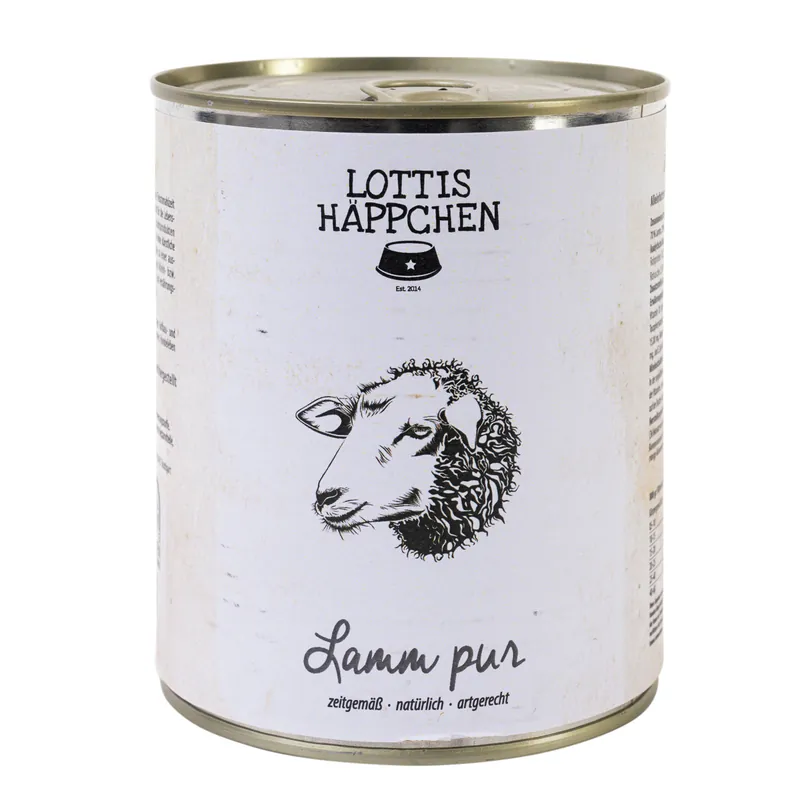Sparpaket 6 x 800 g Lottis Häppchen Lamm Pur Hunde Nassfutter Schneller Versand